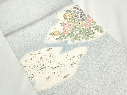 平和屋着物●九寸開き名古屋帯 草花文 正絹 逸品 CABB9499hy