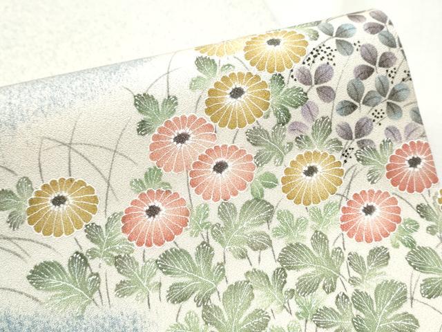 平和屋着物●九寸開き名古屋帯 草花文 正絹 逸品 CABB9499hy