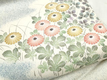 平和屋着物●九寸開き名古屋帯 草花文 正絹 逸品 CABB9499hy