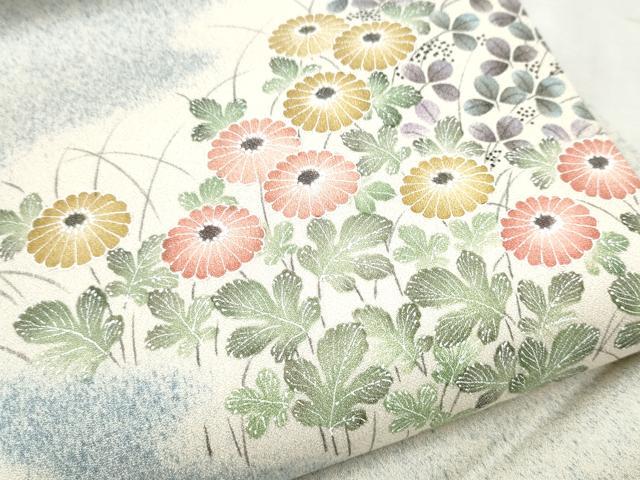 平和屋着物●九寸開き名古屋帯 草花文 正絹 逸品 CABB9499hy