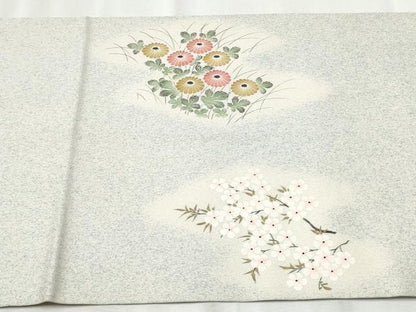 平和屋着物●九寸開き名古屋帯 草花文 正絹 逸品 CABB9499hy