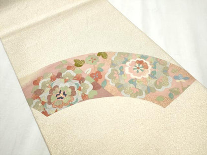 平和屋着物●爪掻き本綴れ 八寸名古屋帯 草花文 金糸 正絹 逸品 CABB9513hy