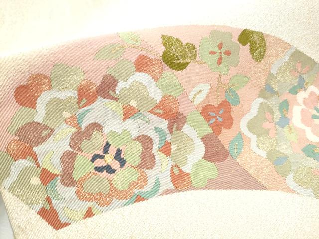 平和屋着物●爪掻き本綴れ 八寸名古屋帯 草花文 金糸 正絹 逸品 CABB9513hy