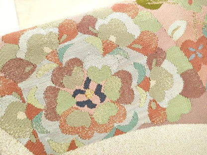 平和屋着物●爪掻き本綴れ 八寸名古屋帯 草花文 金糸 正絹 逸品 CABB9513hy