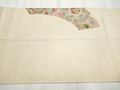 平和屋着物●爪掻き本綴れ 八寸名古屋帯 草花文 金糸 正絹 逸品 CABB9513hy