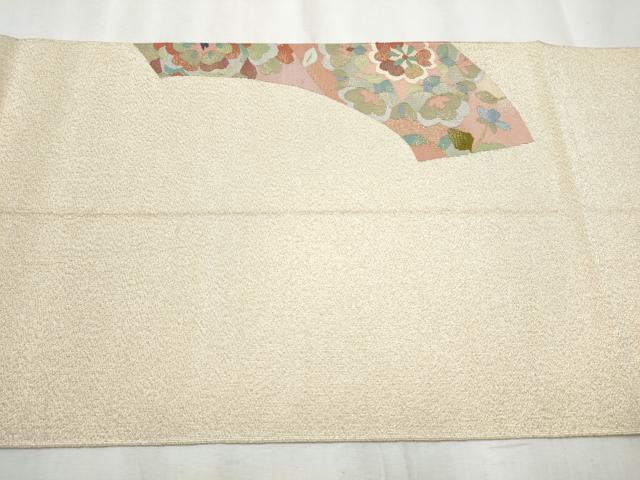 平和屋着物●爪掻き本綴れ 八寸名古屋帯 草花文 金糸 正絹 逸品 CABB9513hy