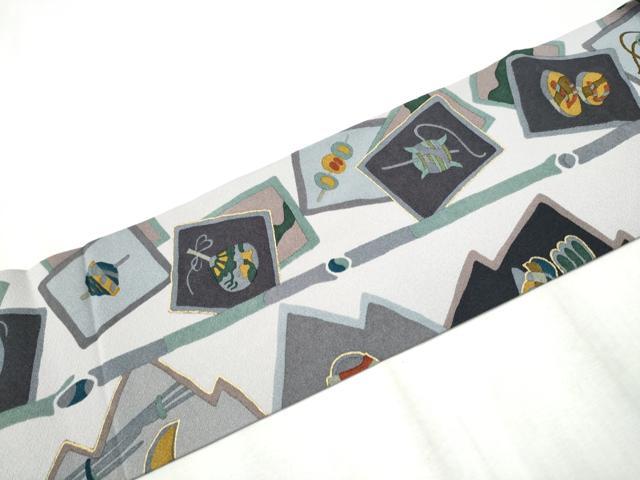 平和屋着物●全通柄 九寸名古屋帯 玩具文 金彩 正絹 逸品 CABB9516hy