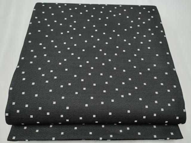 平和屋着物●両面 六通柄袋帯 NICOLE 斜線文 千鳥格子 黒地 銀糸 正絹 逸品 CABB9521hy