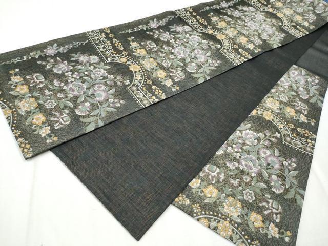 平和屋着物▽六通柄袋帯 スリーシーズン 春夏秋 象 草花文 金糸 正絹 逸品 CABB9523hy