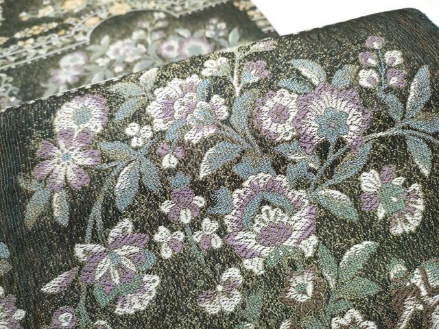 平和屋着物▽六通柄袋帯 スリーシーズン 春夏秋 象 草花文 金糸 正絹 逸品 CABB9523hy