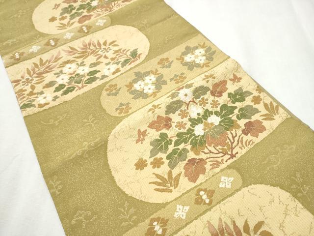 平和屋着物●六通柄袋帯 唐織 正倉院花草屏風文 金糸 正絹 逸品 CABB9524hy