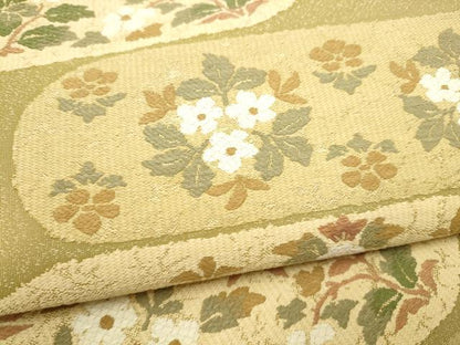 平和屋着物●六通柄袋帯 唐織 正倉院花草屏風文 金糸 正絹 逸品 CABB9524hy