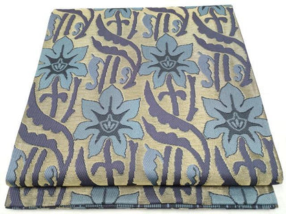 平和屋着物●両面 全通柄袋帯 草花文 金糸 正絹 逸品 CABB9528hy