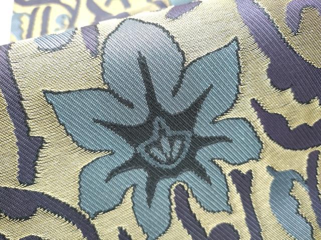 平和屋着物●両面 全通柄袋帯 草花文 金糸 正絹 逸品 CABB9528hy