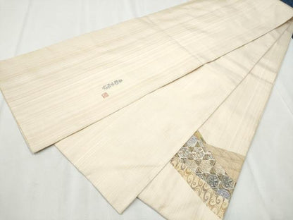 平和屋着物●手彫木版染 佐伯武晴 太鼓柄袋帯 すくい織 切嵌風景文 正絹 逸品 CABB9532hy