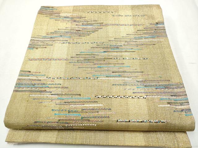 平和屋着物▽太鼓柄袋帯 スリーシーズン 春夏秋 霞文 金糸 正絹 逸品 CABB9534hy