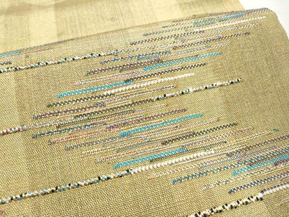 平和屋着物▽太鼓柄袋帯 スリーシーズン 春夏秋 霞文 金糸 正絹 逸品 CABB9534hy