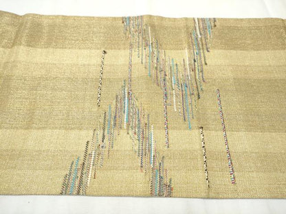平和屋着物▽太鼓柄袋帯 スリーシーズン 春夏秋 霞文 金糸 正絹 逸品 CABB9534hy