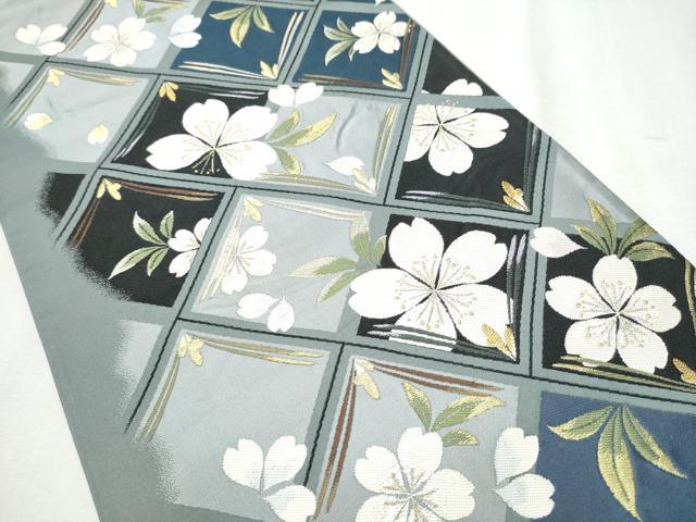平和屋着物●両面 六通柄袋帯 舞桜文 金銀糸 正絹 逸品 CABB9535hy