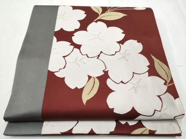 平和屋着物●世界的人形師 辻村寿三郎 ジュサブロー 六通柄袋帯 舞桜文 正絹 逸品 CABB9541hy