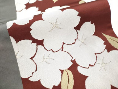 平和屋着物●世界的人形師 辻村寿三郎 ジュサブロー 六通柄袋帯 舞桜文 正絹 逸品 CABB9541hy