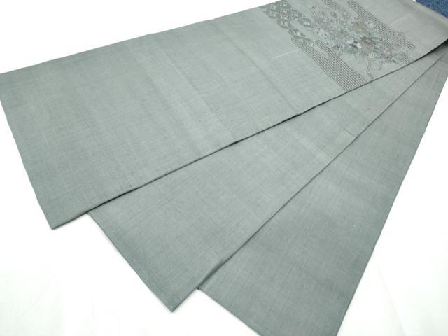 平和屋着物●中国三大刺繍　スワトウ相良刺繍　総刺繍　太鼓柄　京袋帯　紬地　エ霞草花文　正絹　逸品　CABB9544hy