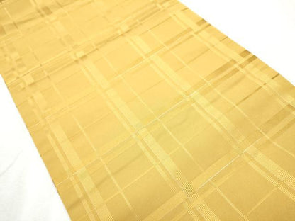 平和屋着物●全通柄袋帯 吉野間道 黄朽葉色 金糸 正絹 逸品 CABB9545hy