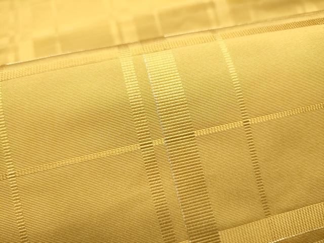 平和屋着物●全通柄袋帯 吉野間道 黄朽葉色 金糸 正絹 逸品 CABB9545hy