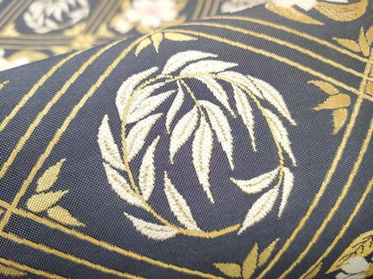 平和屋着物●両面 六通柄袋帯 菱天井枝葉舞桜文 金糸 正絹 逸品 CABB9546hy