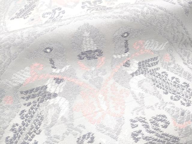 平和屋着物●全通柄 本袋帯 絵皿動物文 銀糸 正絹 逸品 CABB9548hy