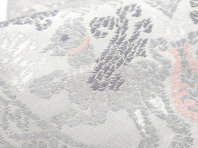 平和屋着物●全通柄 本袋帯 絵皿動物文 銀糸 正絹 逸品 CABB9548hy