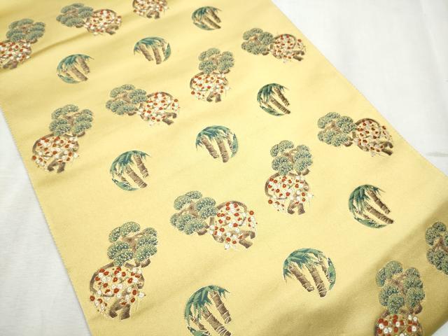 平和屋着物●太鼓柄袋帯 唐織 あけぼの繭 歳寒三友図 金糸 正絹 逸品 CABB9549hy