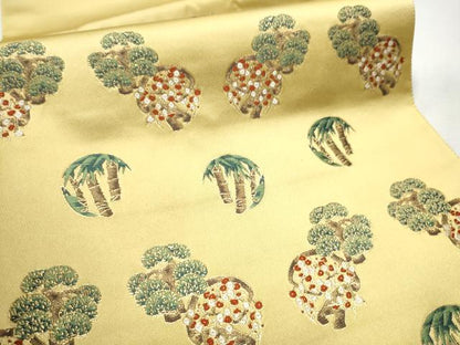 平和屋着物●太鼓柄袋帯 唐織 あけぼの繭 歳寒三友図 金糸 正絹 逸品 CABB9549hy