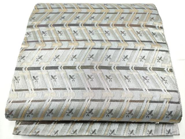 平和屋着物●両方向 両面 全通柄袋帯 幾何学鳥文 正絹 逸品 CABB9550hy