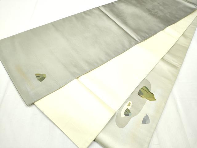 平和屋着物●染色作家 青野保夫 太鼓柄袋帯 枯山水 金銀彩 引箔 正絹 逸品 未使用 CABB9555hy