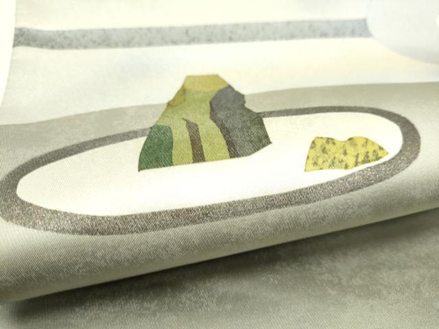 平和屋着物●染色作家 青野保夫 太鼓柄袋帯 枯山水 金銀彩 引箔 正絹 逸品 未使用 CABB9555hy