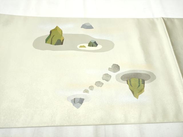 平和屋着物●染色作家 青野保夫 太鼓柄袋帯 枯山水 金銀彩 引箔 正絹 逸品 未使用 CABB9555hy