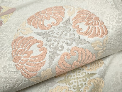 平和屋着物●九寸名古屋帯 唐織 花丸文 正絹 逸品 CABB9565hy