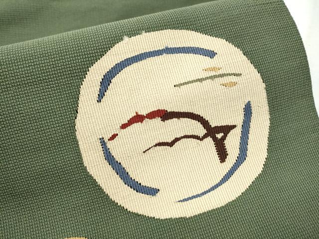 平和屋着物●八寸名古屋帯 すくい織 枝葉丸文 正絹 逸品 CABB9569hy