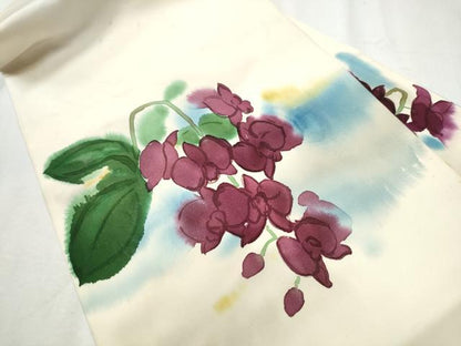 平和屋着物●塩瀬 九寸名古屋帯 ろうけつ染 胡蝶蘭 正絹 逸品 CABB9572hy