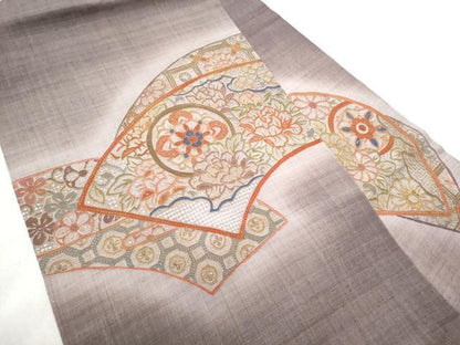 平和屋着物●中国三大刺繍 スワトウ相良刺繍 総刺繍 九寸名古屋帯 紬地 地紙花文 正絹 逸品 CABB9574hy
