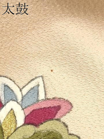 平和屋着物●九寸名古屋帯 更紗花蝶文 金彩 鬼しぼ縮緬 正絹 逸品 CABB9576hy