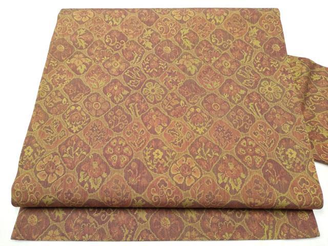 平和屋着物●九寸名古屋帯 草花文 正絹 逸品 CABB9580hy