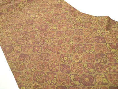 平和屋着物●九寸名古屋帯 草花文 正絹 逸品 CABB9580hy