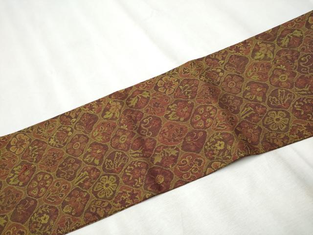平和屋着物●九寸名古屋帯 草花文 正絹 逸品 CABB9580hy
