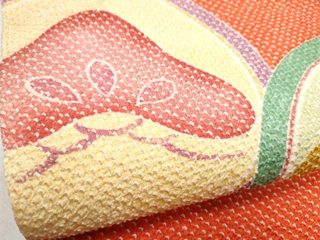 平和屋着物●名門 藤娘きぬたや・総絞り 九寸名古屋帯 梅松丸文 正絹 逸品 CABB9584hy