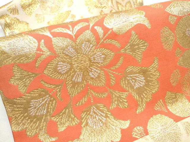 平和屋着物●西陣 川島織物 九寸名古屋帯 草花文 金銀糸 正絹 逸品 CABB9585hy
