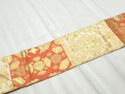 平和屋着物●西陣 川島織物 九寸名古屋帯 草花文 金銀糸 正絹 逸品 CABB9585hy