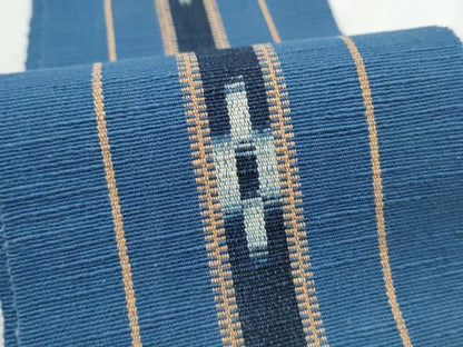 平和屋着物●沖縄県伝統工芸品　八重山ミンサー　手織り　半幅帯　絣文様　綿　逸品　CABB9587hy