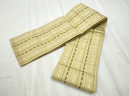 平和屋着物●本場筑前博多織 半幅帯 いちご錦 証紙付き 正絹 逸品 CABB9588hy